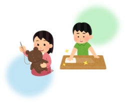 こどもの送迎ボランティアをする男性のイラスト