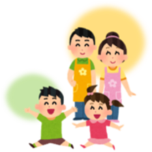 子どもが遊ぶのを見守る大人たちのイラスト