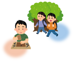 工作や散歩をするイラスト